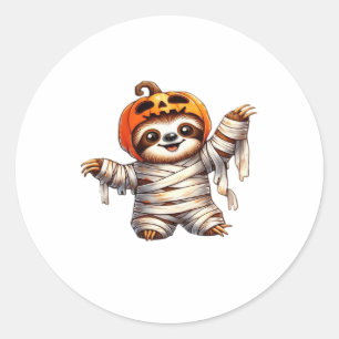 Luiaard Mummy Halloween Classic T-Shirt Ronde Sticker