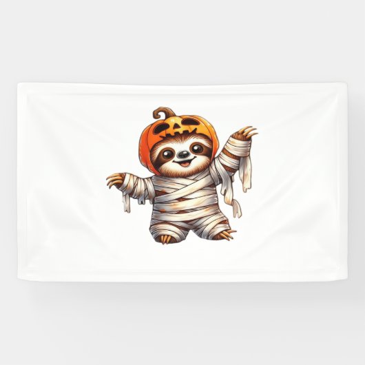 Luiaard Mummy Halloween Classic T-Shirt Spandoek (Horizontaal)