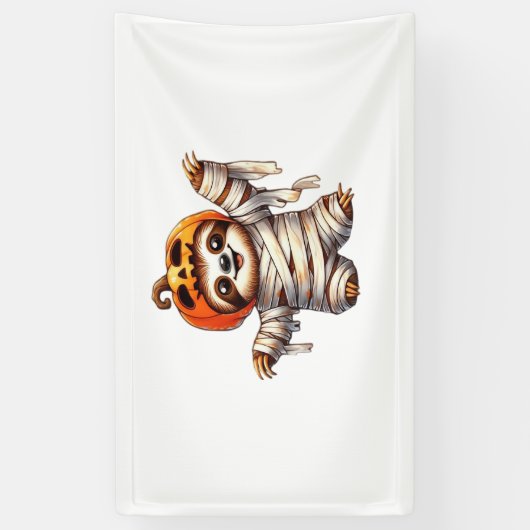 Luiaard Mummy Halloween Classic T-Shirt Spandoek (Verticaal)