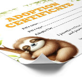 Luiaard neem huisdier certificaat bewerkbaar poster (Hoek)