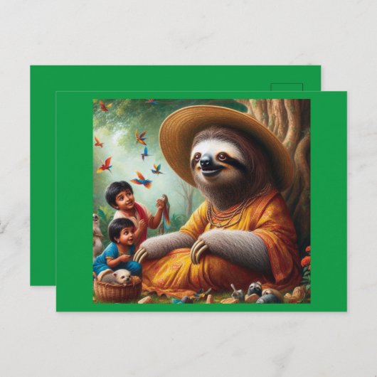 Luiaard Oma Briefkaart (Voorkant / Achterkant)