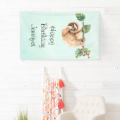 Luiaard ondersteboven Waterverf Verjaardag Spandoek (Insitu)