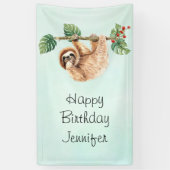 Luiaard ondersteboven Waterverf Verjaardag Spandoek (Verticaal)