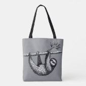 Luiaard op boomtak met citaat tote bag (Achterkant)