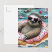 Luiaard op een Donut Float Briefkaart (Voorkant / Achterkant)