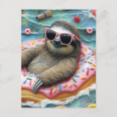 Luiaard op een Donut Float Briefkaart (Voorkant)