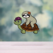 Luiaard op een schildpad Classic T-Shirt Acryl Bord (Neutraal)