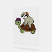 Luiaard op een schildpad Classic T-Shirt Acryl Bord (Hoek)