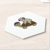 Luiaard op een schildpad Classic T-Shirt Kartonnen Onderzetters (Schuin)