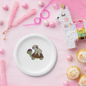 Luiaard op een schildpad Classic T-Shirt Papieren Bordje (Feest)