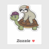 Luiaard op een schildpad Classic T-Shirt Sticker (Vel)