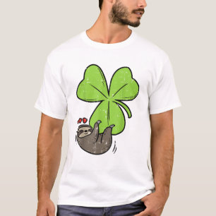 Luiaard Op Klavertje Vier Harten Schattige St. Pat T-shirt