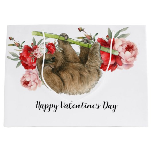 Luiaard op Valentijnsdag Groot Cadeauzakje (Voorkant)