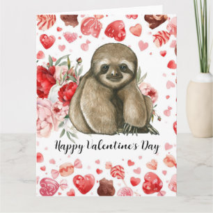 Luiaard op Valentijnsdag Kaart