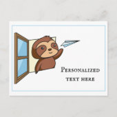 Luiaard Papieren Vliegtuig Briefje Briefkaart (Voorkant)