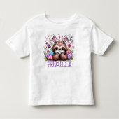 Luiaard Pasen T-shirt Aangepaste Naam Meisjes Bunn (Voorkant)