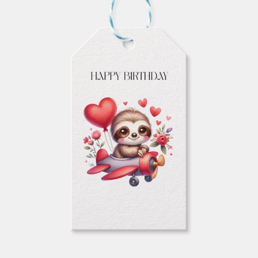Luiaard Piloot Verjaardag Cadeaulabel (Voorkant)