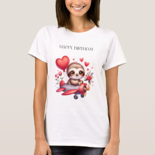 Luiaard Piloot Verjaardag T-shirt