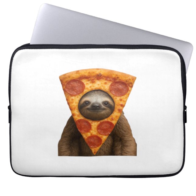 Luiaard pizza grappig rare grap meme schattig gelu laptop sleeve (Voorkant)