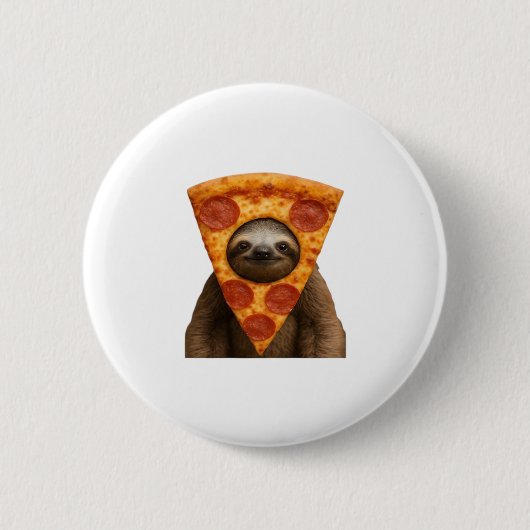 Luiaard pizza grappige rare grap meme leuke vrolij ronde button 5,7 cm (Voorkant)