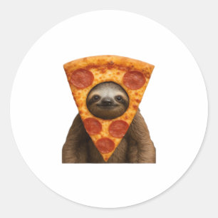 Luiaard pizza grappige rare grap meme leuke vrolij ronde sticker