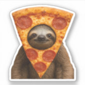 Luiaard pizza grappige rare grap meme leuke vrolij sticker (Voorkant)