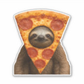 Luiaard pizza grappige rare grap meme leuke vrolij sticker (Voorkant)