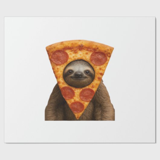 Luiaard pizza grappige rare grap meme schattig gel cadeaupapier (Vlak)