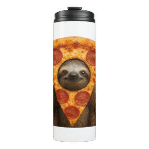 Luiaard pizza grappige rare grap meme schattig gel thermosbeker