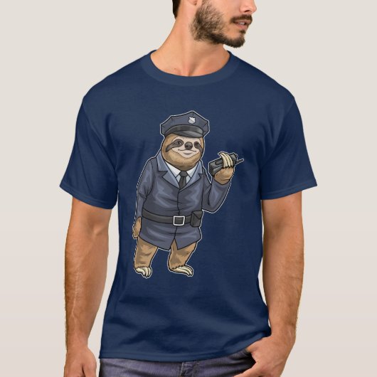 luiaard politie microfoon t-shirt (Voorkant)
