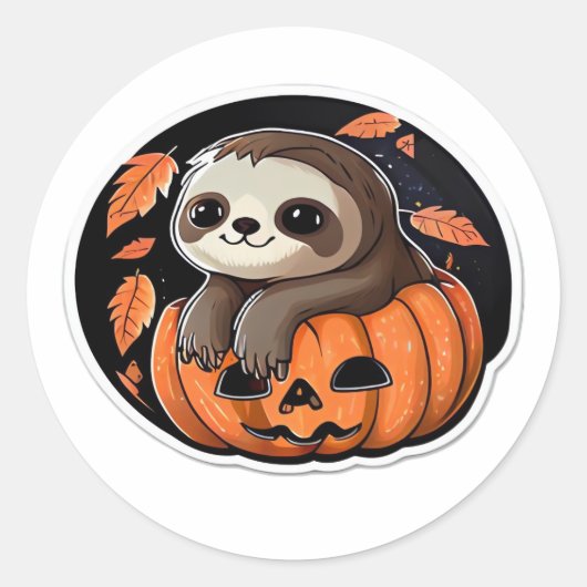 luiaard pompoen Halloween sticker Oversized T-Shir (Voorkant)