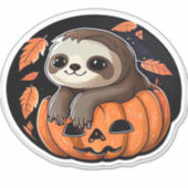 luiaard pompoen Halloween sticker Oversized T-Shir (Voorkant)