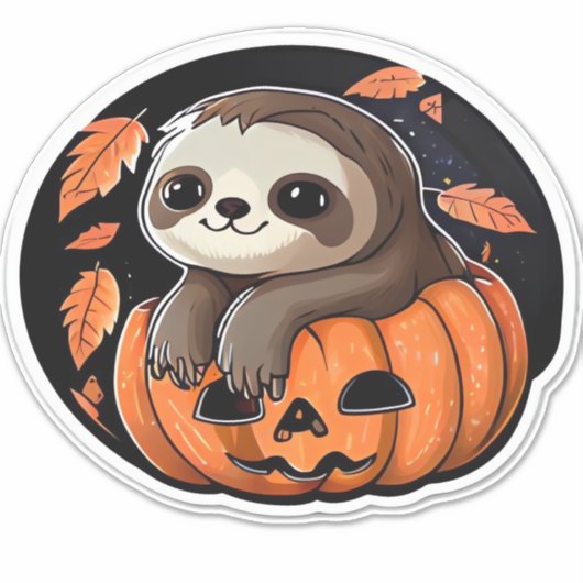 luiaard pompoen Halloween sticker Oversized T-Shir (Voorkant)
