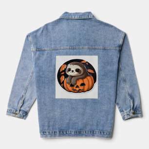 luiaard pompoen Halloween sticker Oversized T-shir Denim Jacket