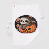 luiaard pompoen Halloween sticker Oversized T-Shir Golfhanddoek (Insitu)