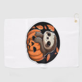 luiaard pompoen Halloween sticker Oversized T-Shir Golfhanddoek (Horizontaal)