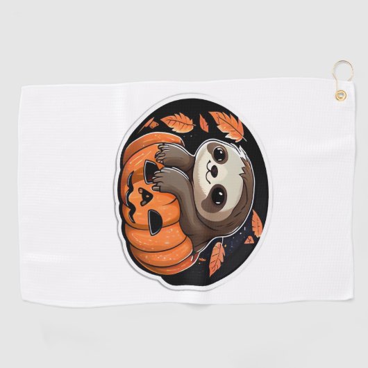 luiaard pompoen Halloween sticker Oversized T-Shir Golfhanddoek (Horizontaal)