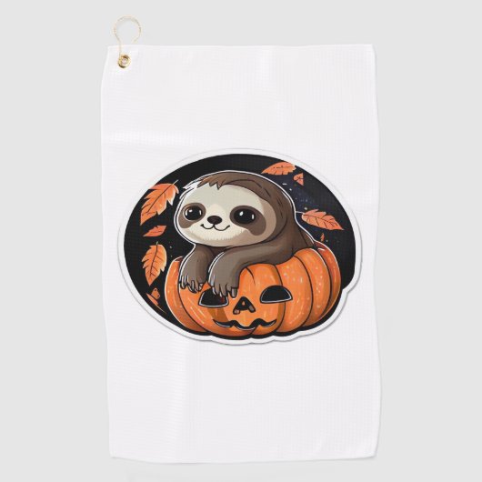 luiaard pompoen Halloween sticker Oversized T-Shir Golfhanddoek (Voorkant)