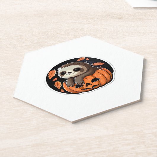 luiaard pompoen Halloween sticker Oversized T-Shir Kartonnen Onderzetters (Schuin)