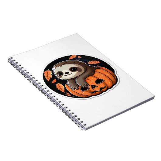 luiaard pompoen Halloween sticker Oversized T-Shir Notitieboek (Rechterzijde)