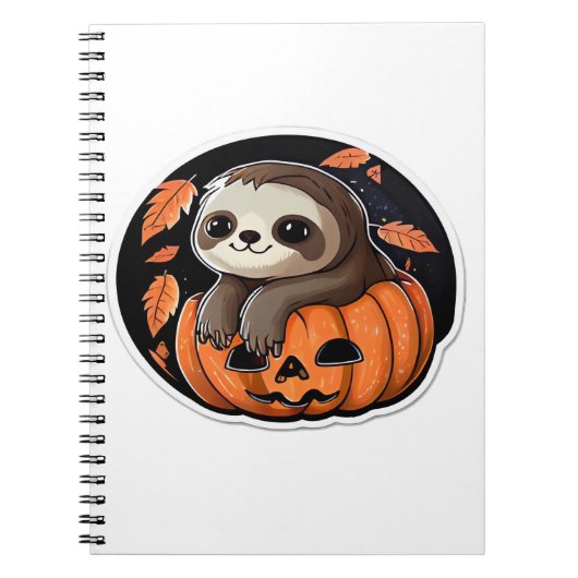 luiaard pompoen Halloween sticker Oversized T-Shir Notitieboek (Voorkant)