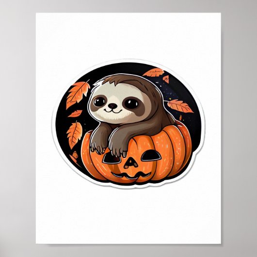 luiaard pompoen Halloween sticker Oversized T-Shir Poster (Voorkant)