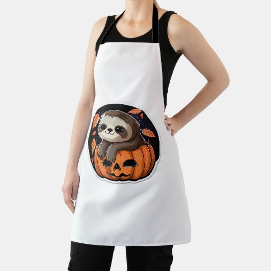 luiaard pompoen Halloween sticker Oversized T-Shir Schort (Insitu)