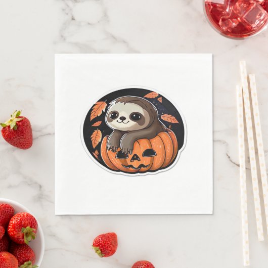luiaard pompoen Halloween sticker Oversized T-shir Servet (Insitu)
