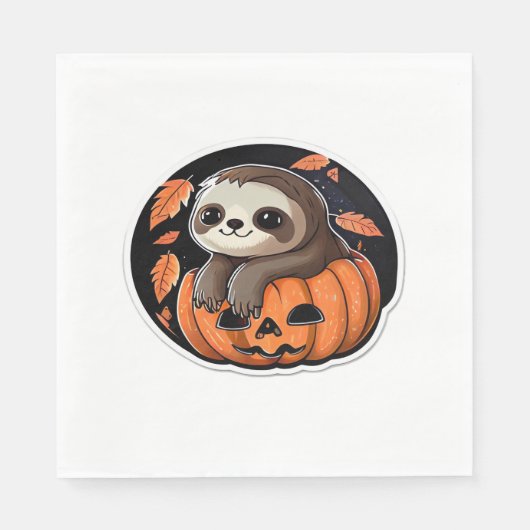 luiaard pompoen Halloween sticker Oversized T-shir Servet (Voorkant)