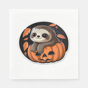luiaard pompoen Halloween sticker Oversized T-shir Servet