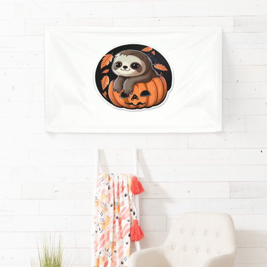 luiaard pompoen Halloween sticker Oversized T-Shir Spandoek (Insitu)