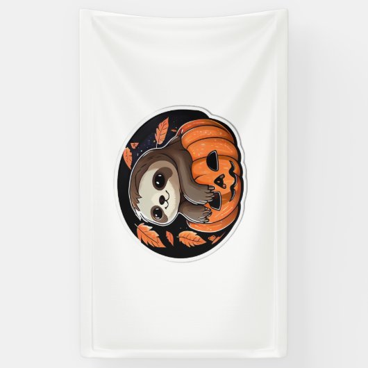 luiaard pompoen Halloween sticker Oversized T-Shir Spandoek (Verticaal)