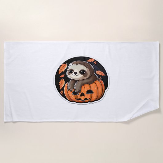 luiaard pompoen Halloween sticker Oversized T-Shir Strandlaken (Voorkant)