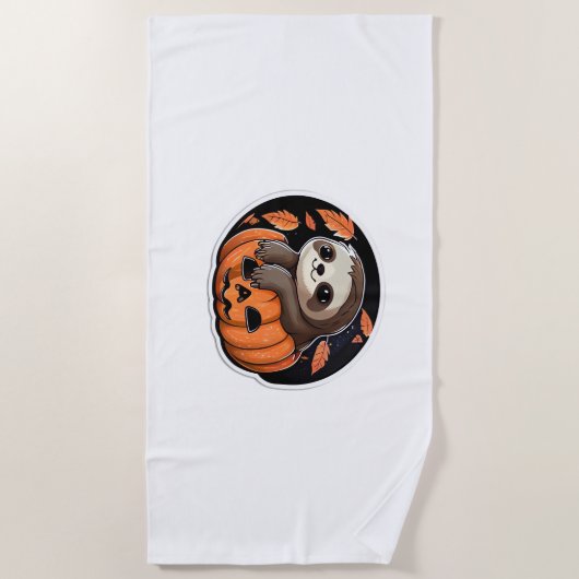 luiaard pompoen Halloween sticker Oversized T-Shir Strandlaken (Voorkant)